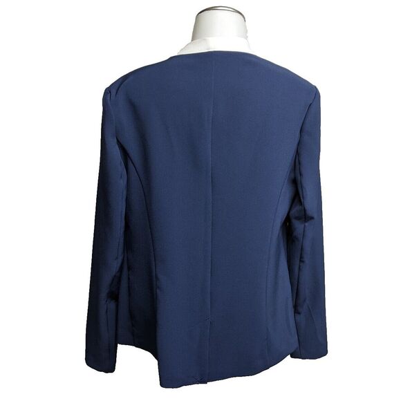 Project Runway Blazer Women Size Medium Navy Blue w/White Trim Jacket  M - Picture 2 of 8